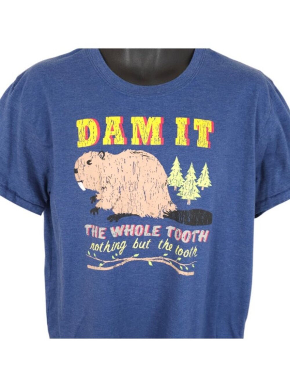Beaver Dam It T Shirt Mens Size Large Blue The Whole Tooth Funny Pun Tee